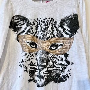 Girls long sleeve tee S M size 7 jaguar glitter tunic